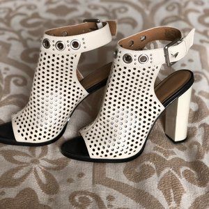 Calvin Klein leather heeled perforated shoes